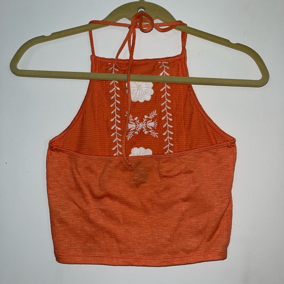 Peach halter top with white embroidery on the front. Forever 21. Size Small/0. - Picture 2 of 4